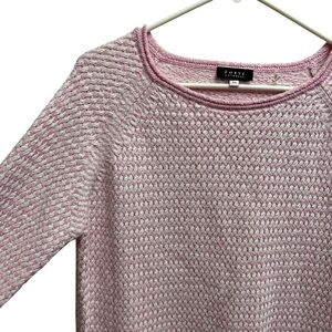 Forte Cashmere Pink Woven Sweater With Fringe